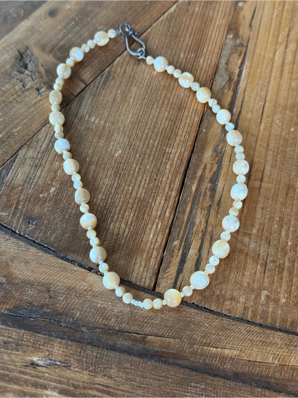 Cream Beaded Women's Necklace - Elegant Pearl-Like Design